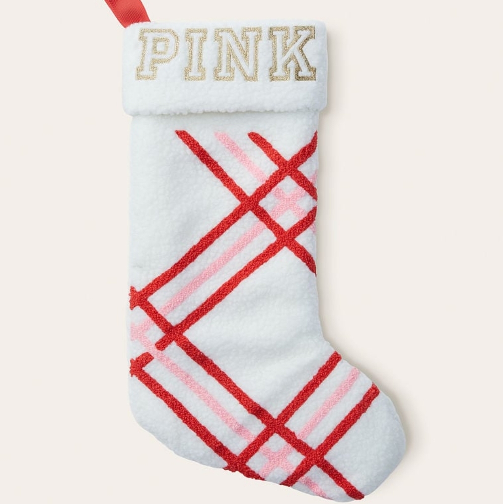 PINK Victoria's Secret Holiday Stocking - Red and White